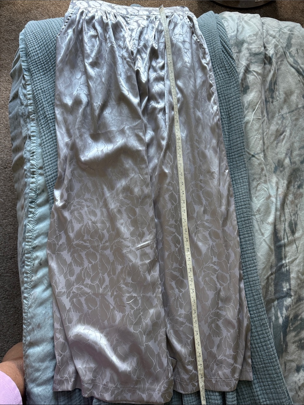 Light Silver Satin Floral Pants